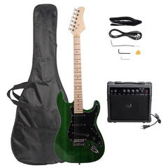 No logo ST Stylish Electric Guitar with Black Pickguard Green