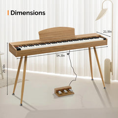 GDP-203 88 Key Standard Full Weighted Keyboards Digital Piano with Metal Stand, Power Adapter, Triple Pedals, Headphone,for All Experience Natural Wood color