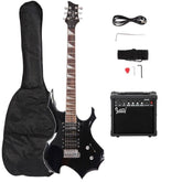 Glarry 36inch Burning Fire Style Black Electric Guitar w/ 20W Amplifier