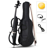 Glarry GC301 4/4 Full Size Solid Wood Electric Cello with Stereo Headphones - Black