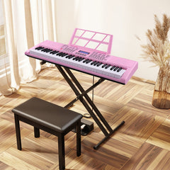 Glarry GEP-105 61-Key Portable Electronic Piano Keyboard - Pink