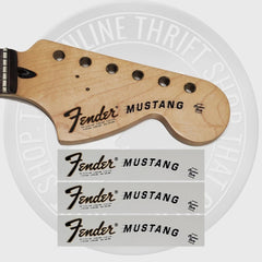 Fender 70's Mustang Waterslide Guitar Neck Headstock Decals (Set of 3)