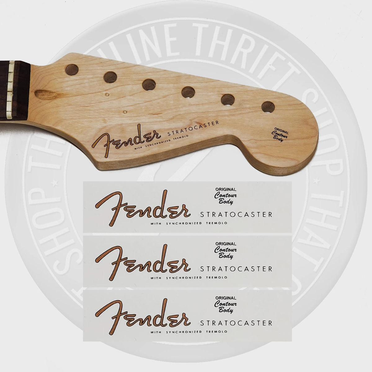 Fender Strat Waterslide Guitar Neck Headstock Decals (Set of 3)