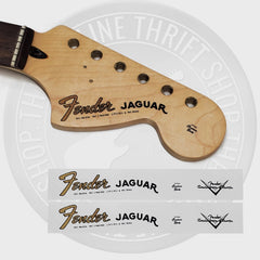 Fender 60's Jaguar Waterslide Guitar Neck Headstock Decals w/ CS Logo (Set of 2)