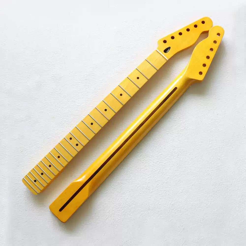 22 Fret Canadian Maple TL Electric Guitar Neck - Yellow