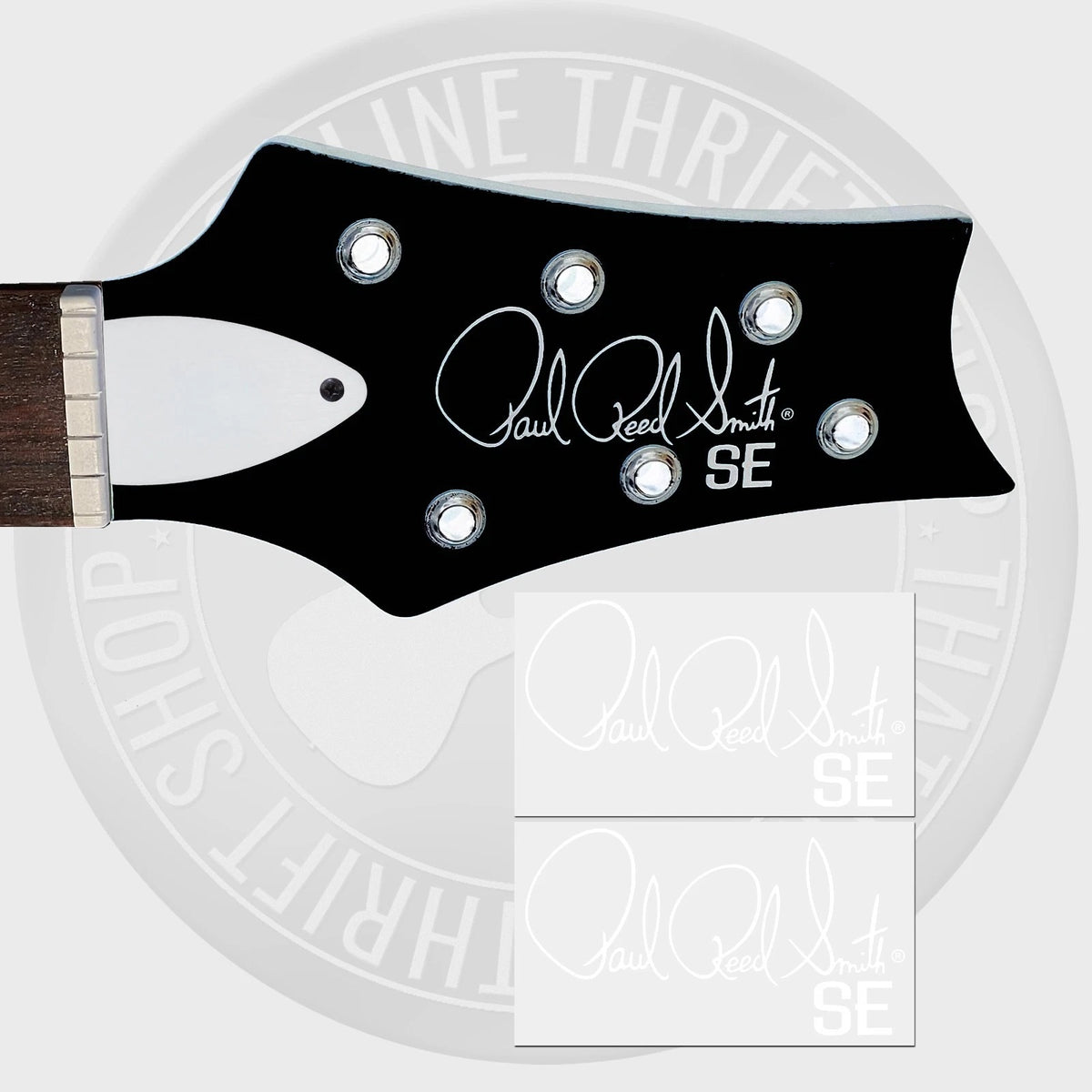 PRS SE Waterslide Guitar Neck Headstock Transfer Decals (WHITE) Set of 2