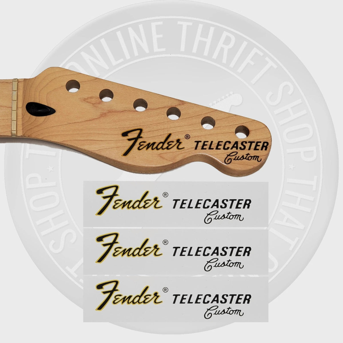 Fender Tele Custom Waterslide Guitar Neck Headstock Decals (Set of 3)