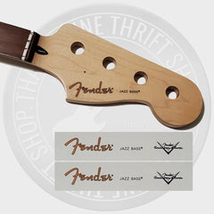 Fender Jazz Bass Waterslide Guitar Neck Headstock Decals with CS Logo (Set of 2)