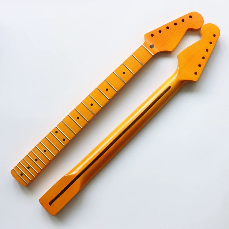 21 Fret Large Silk Integrated Canadian Maple ST Electric Guitar Neck - Yellow