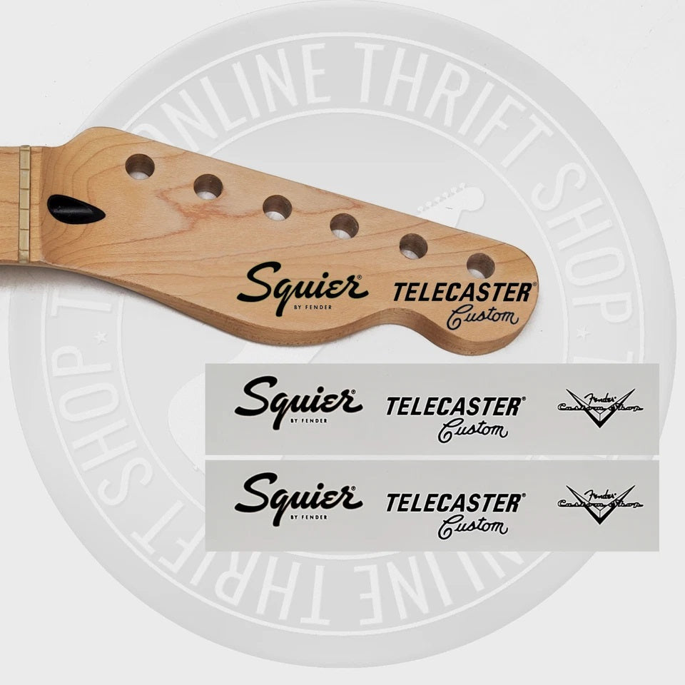 Squier by Fender Tele Custom Waterslide Headstock Decals w/ CS Logo (Set of 2)