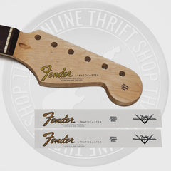 Fender 60's Strat Waterslide Guitar Neck Headstock Decals w/ CS Logo (Set of 2)