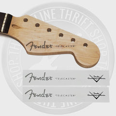 Fender Tele Waterslide Guitar Neck Headstock Decals with CS Logo (Set of 2)