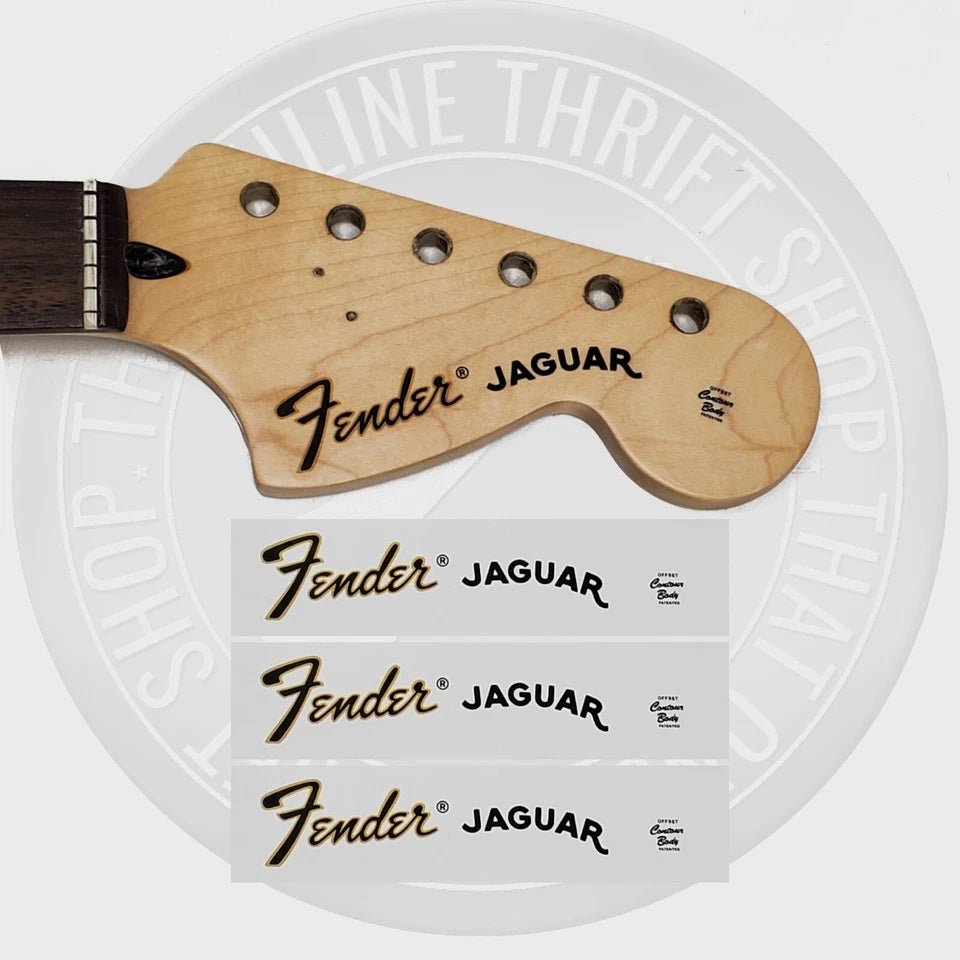 Fender 70's Jaguar Waterslide Guitar Neck Headstock Decals (Set of 3)