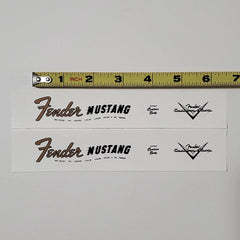 Fender 60's Mustang Waterslide Guitar Headstock Decals with CS Logo (Set of 2)