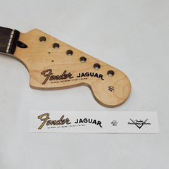 Fender 60's Jaguar Waterslide Guitar Neck Headstock Decals w/ CS Logo (Set of 2)