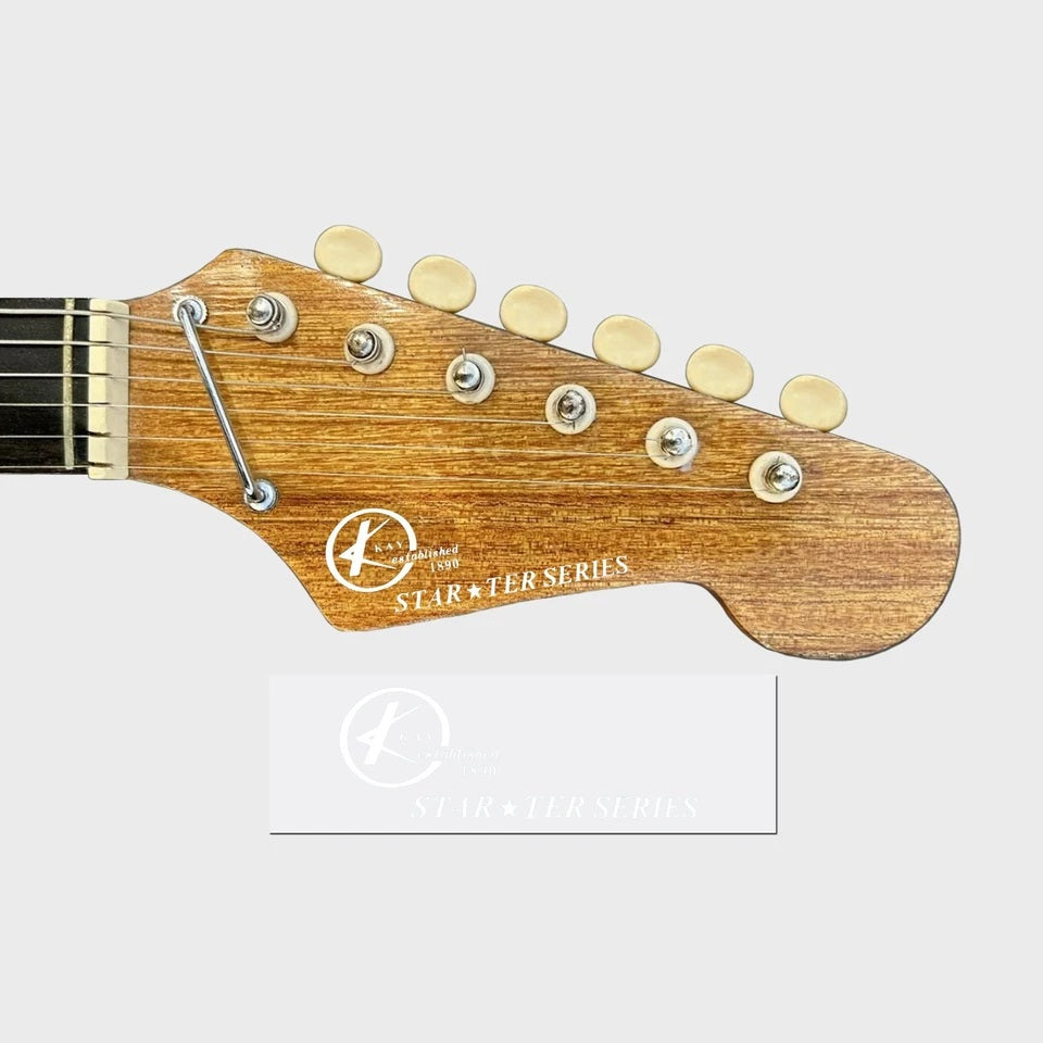 Kay Starter Series Waterslide Guitar Neck Headstock Decals (WHITE) Set of 2