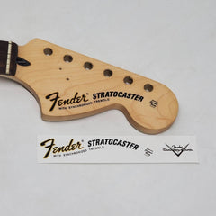 Fender 70's Strat Waterslide Guitar Neck Headstock Decals w/ CS Logo (Set of 2)