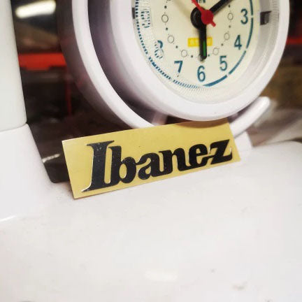 Ibanez Guitar Head Logo Tearable Film Pressure Sticker - Silver Metal Logo