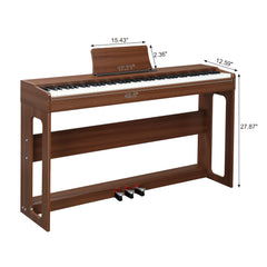 No logo 88 Keys Full Weighted Keyboards Digital Piano with Furniture Stand, Power Adapter, Triple Pedals, Headphone, for All Experience Levels Black Walnut