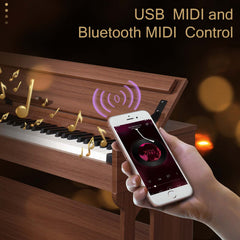 No logo 88 Key Standard Full Weighted Keyboards Digital Piano with Furniture Stand, Audio and MIDI Bluetooth, Triple Pedals, Headphone，for Black Walnut color