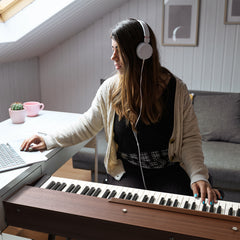 No logo 88 Key Standard Full Weighted Keyboards Digital Piano with Metal Stand, Power Adapter, Triple Pedals, Headphone，for All Experience Levels Black Walnut