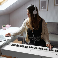 No logo 88 Key Standard Full Weighted Keyboards Digital Piano with Metal Stand, Power Adapter, Triple Pedals, Headphone，for All Experience Levels White