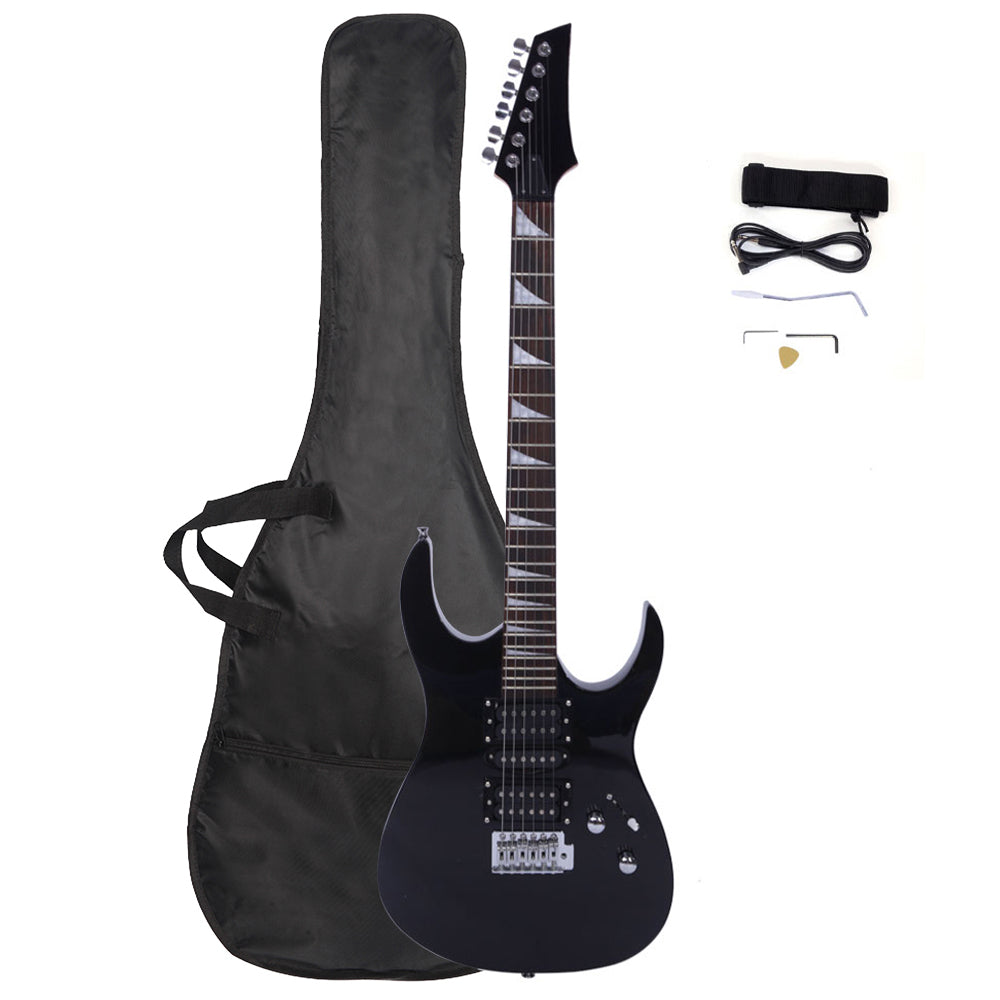 No logo Novice Entry Level 170 Electric Guitar HSH Pickup   Bag   Strap   Paddle   Rocker   Cable   Wrench Tool Black