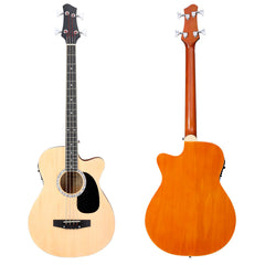 No logo 4 String Acoustic Bass Guitar, Full Size Bass Guitar Kit with Portable Guitar Bag, Premium Cable, Wrench, Strap, Plectrum (Natural)