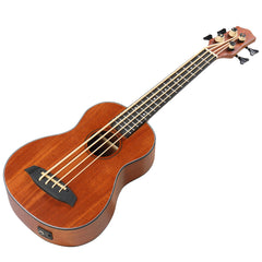 No logo 30-inch ukulele bass mahogany body with EQ, comes with cotton bag, capo, strap, picks*3, wrench tool