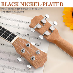 No logo 23in mahogany body rosewood fingerboard ukulele, cotton bag, capo, strap, picks*3, wrench tool