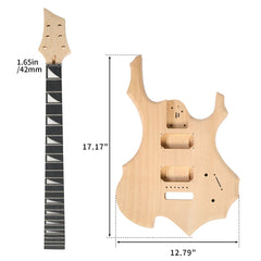 Ozici DIY 6 String Flame Shaped Style Electric Guitar Kits with Mahogany Body, Maple Neck