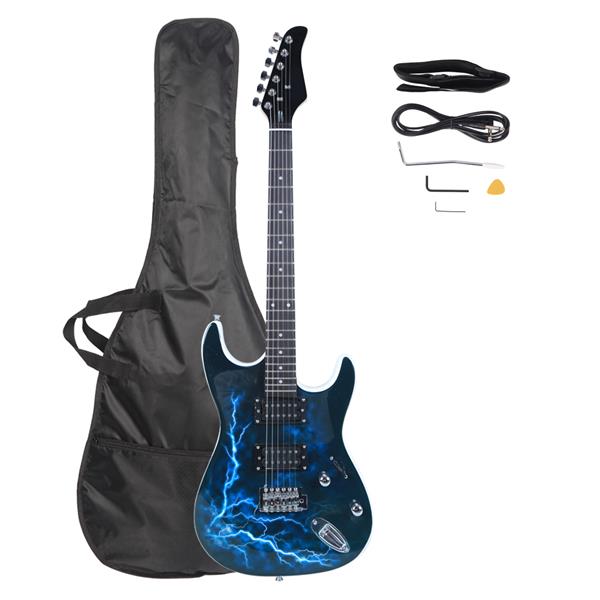 No logo Lightning Style Electric Guitar with Power Cord/Strap/Bag/Plectrums Black & White