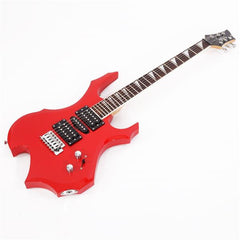 Flame Shaped Electric Guitar with 20W Electric Guitar Sound HSH Pickup Novice Guitar   Audio   Bag   Strap   Picks   Shake   Cable   Wrench Tool Red