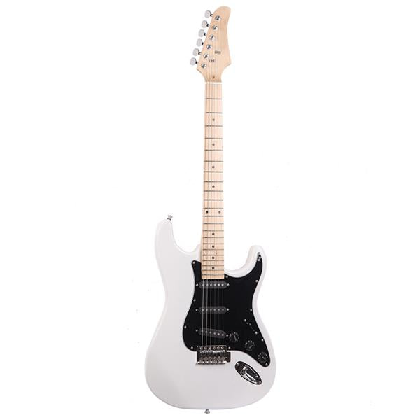 No logo ST Stylish Electric Guitar with Black Pickguard White