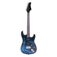 No logo Lightning Style Electric Guitar with Power Cord/Strap/Bag/Plectrums Black & Dark Blue