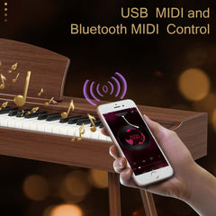 No logo 88 Key Standard Full Weighted Keyboards Digital Piano with Metal Stand, Power Adapter, Triple Pedals, Headphone，for All Experience Levels Black Walnut