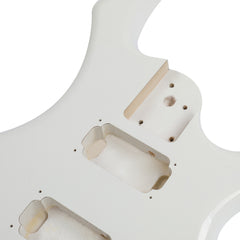 DIY 6 String Flame Shaped Style HSH Electric Guitar Kits with Mahogany Body, Maple Neck and Accessories White