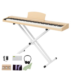 Ozici 88 Key Full Size Semi-Weighted Standard Keyboards Wooden Digital Piano with Stand, MIDI Bluetooth, Triple Pedals，Headphone