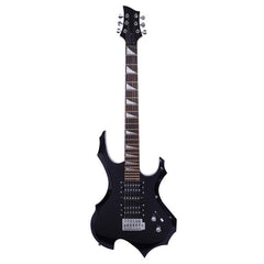 No logo Novice Flame Shaped Electric Guitar HSH Pickup   Bag   Strap   Paddle   Rocker   Cable   Wrench Tool Black