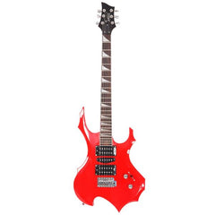 Flame Shaped Electric Guitar with 20W Electric Guitar Sound HSH Pickup Novice Guitar   Audio   Bag   Strap   Picks   Shake   Cable   Wrench Tool Red