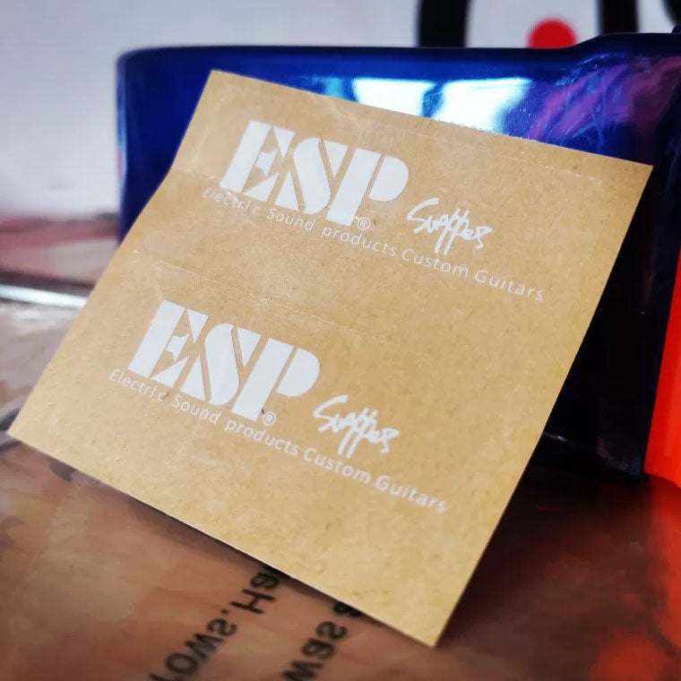ESP Guitar Head Logo Water Transfer Tearable Film UV Stickers - White 2Pcs