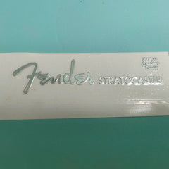 Guitar Head Silver Logo Metal Label UV Adhesive Tear off Film Leave Words - Fender ST