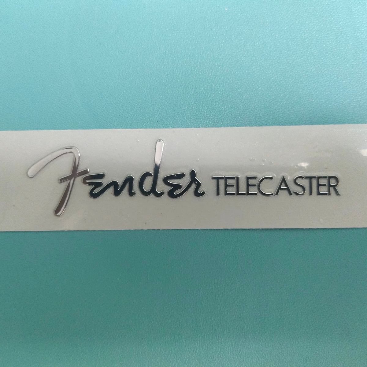 Guitar Head Silver Logo Metal Label UV Adhesive Tear off Film Leave Words - Fender TL
