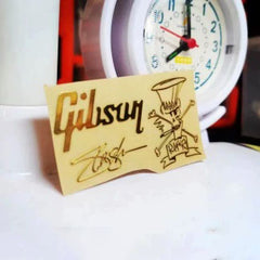 Gibson Guitar Head Logo Tearable Film UV Stickers - Gold Metal Label Signature