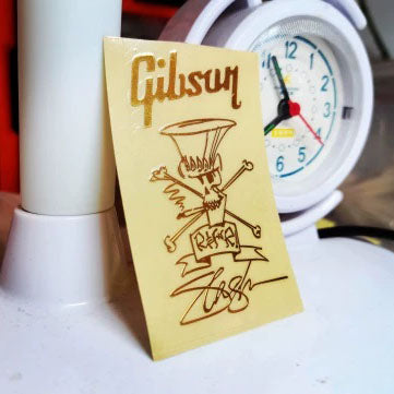 Gibson Guitar Head Logo Water Transfer Tearable Film UV Stickers - Gold Metal Logo