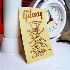 Gibson Guitar Head Logo Water Transfer Tearable Film UV Stickers - Gold Metal Logo