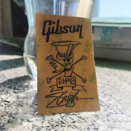 Gibson Guitar Head Logo Tearable Film UV Stickers - Silver Metal Logo