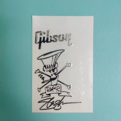 Guitar Head Silver Logo Metal Label UV Adhesive Tear off Film Leave Words - Gibson Slash