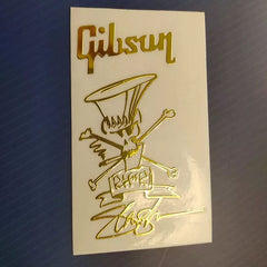 Guitar Head Golden Logo Metal Label UV Adhesive Tear off Film Leave Words - Gibson Signature
