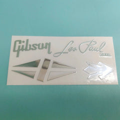 Guitar Head Silver Logo Metal Label UV Adhesive Tear off Film Leave Words - Gibson